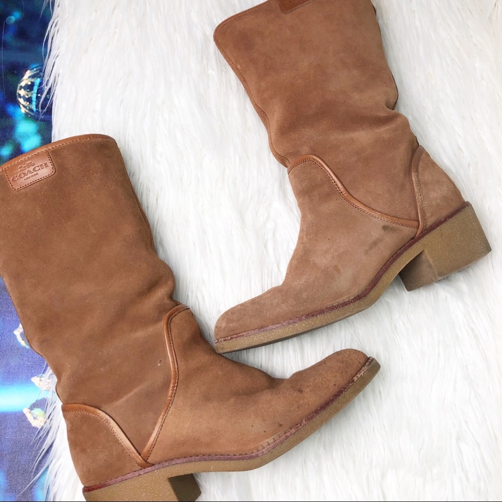 Coach tan shearling lined boots